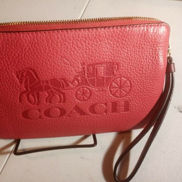 COACH Bag Poppy Vintage Mauve Zip Wristlet Horse C - Picture 1 of 7